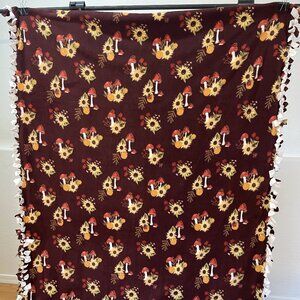 Yellow & Red Mushrooms (Heavy) Fleece Throw Blanket # 35 (52in W X 67in L)